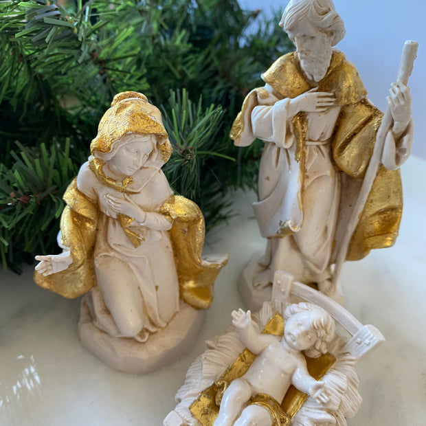 Gold and White Fontanini 3 Piece Holy Family Nativity Crossroads Collective