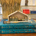 Flocked Wooden Nativity