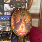 Religious Medallion Glass Ornament, 3 Asst.