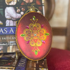 Religious Medallion Glass Ornament, 3 Asst.
