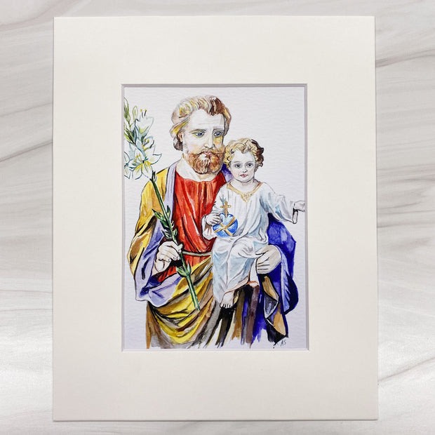 Saint Joseph, Foster Father of Jesus Watercolor Print Home & Decor Crossroads Collective