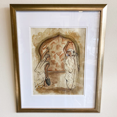 Original Watercolor Painting by Laura LaHaye: The Women at the Well Home & Decor Crossroads Collective