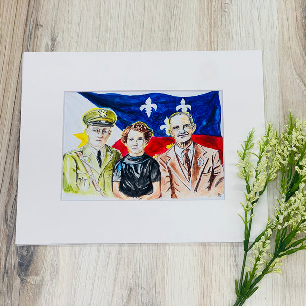 Three Acadiana Saints Watercolor Print- Matted Arts & Entertainment Crossroads Collective