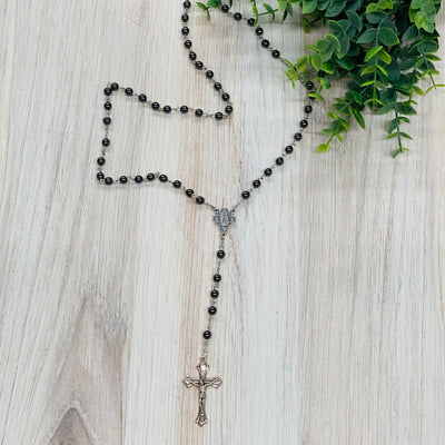 6mm Hematite Bead Rosary Rosary Crossroads Collective