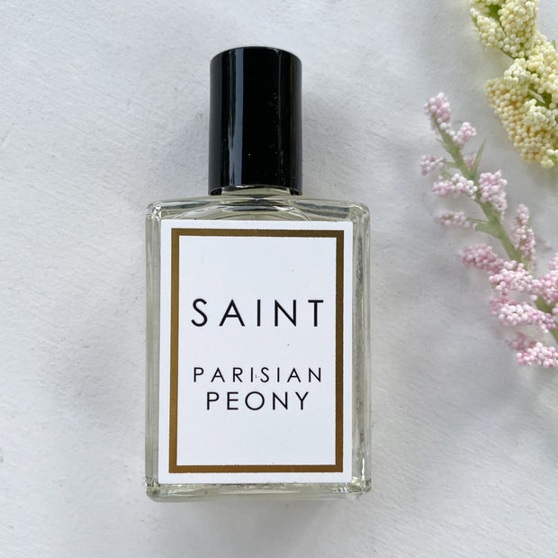 SAINT Roll-On Holy Oil Perfume in St. Dymphna Parisian Peony Bath & Body Crossroads Collective