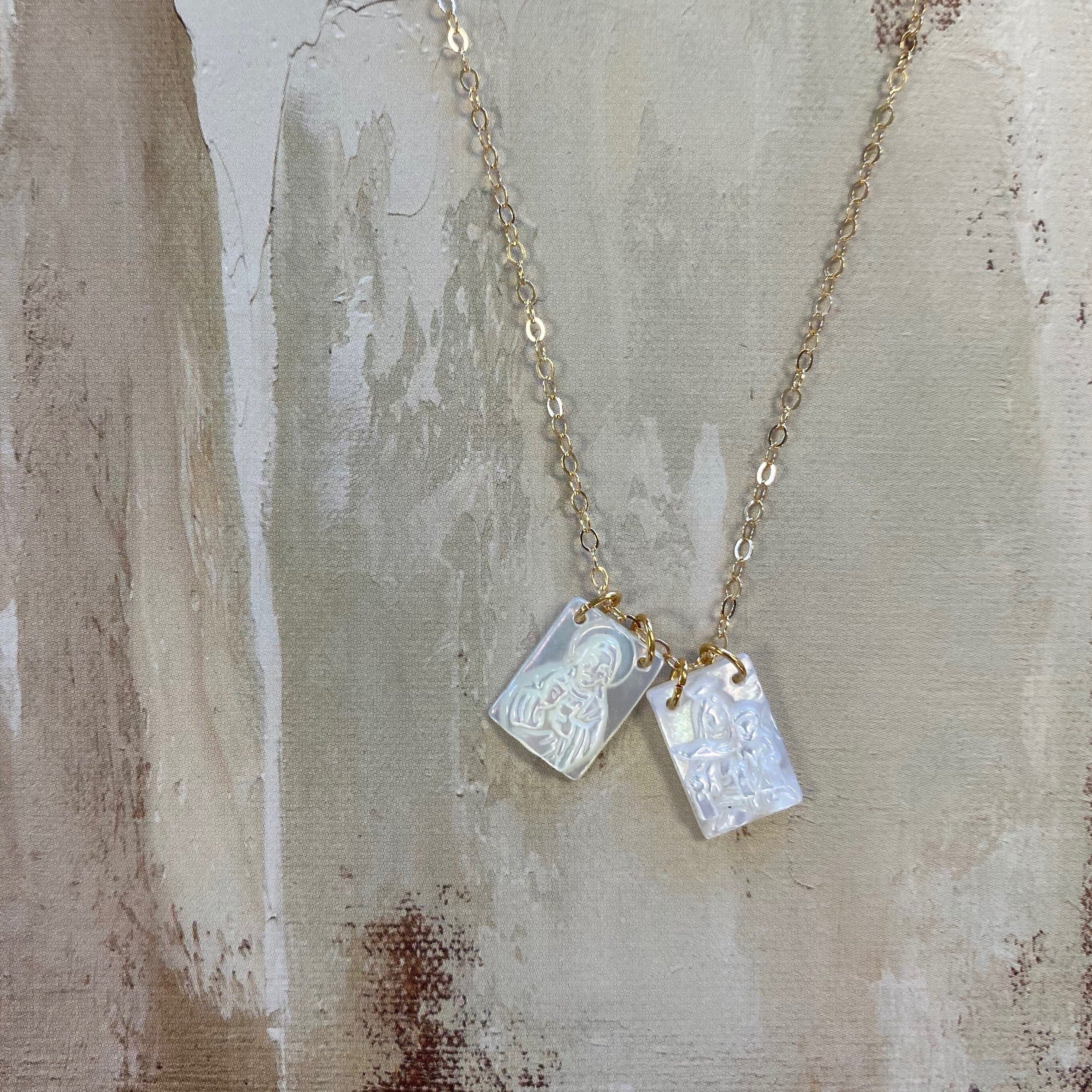 Mother of Pearl Scapular Necklace Jewelry Crossroads Collective