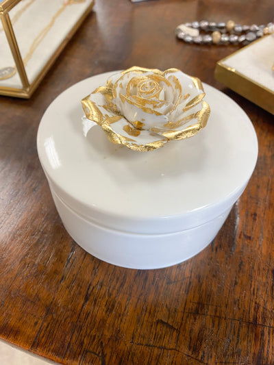 Ceramic dish with gold leaf rose Crossroads Collective