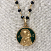 Mother and Child Medal on Beaded Chain Crossroads Collective