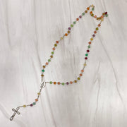 6mm Multi-Colored Crystal Round Textured Bead Rosary Rosary Crossroads Collective