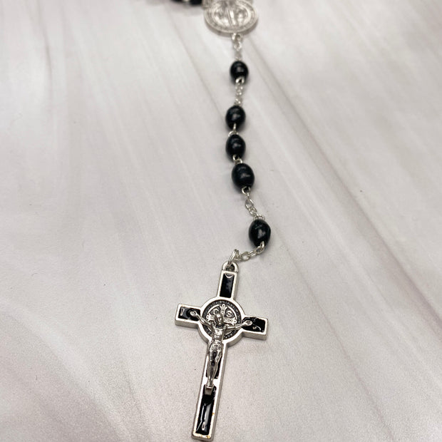 7" x 9" Black Wood Benedictine Rosary Rosary Crossroads Collective