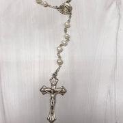 White Freshwater Pearl Bead Rosary Rosary Crossroads Collective