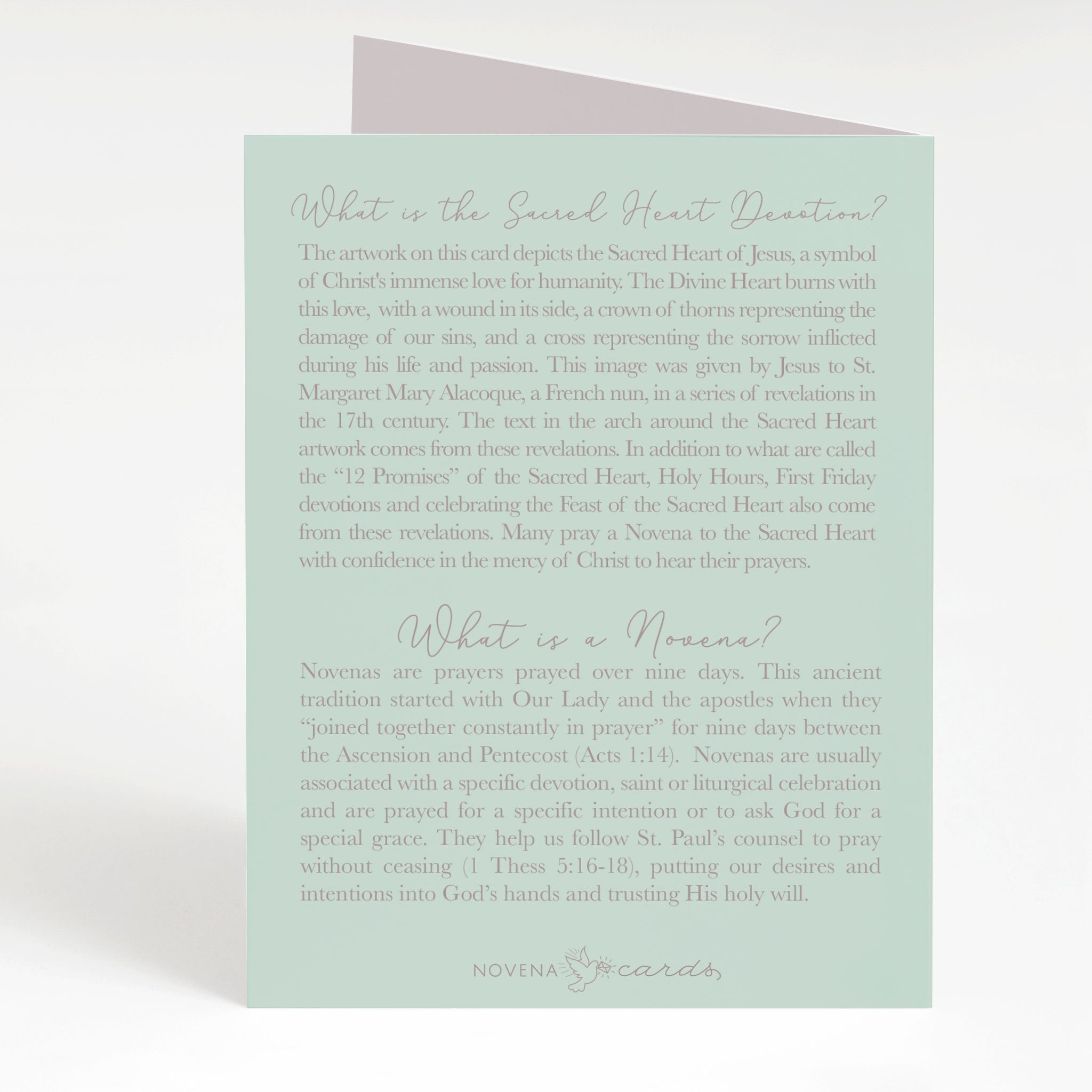 Sacred Heart Novena Card | Mint Green Cards Crossroads Collective