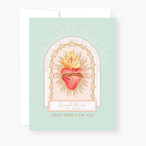 Sacred Heart Novena Card | Mint Green Cards Crossroads Collective