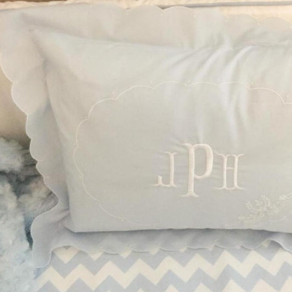 Embroidered Pillow Cover with Scalloped Edge Home & Decor Crossroads Collective
