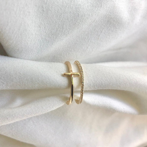 Double Bar Cross Ring