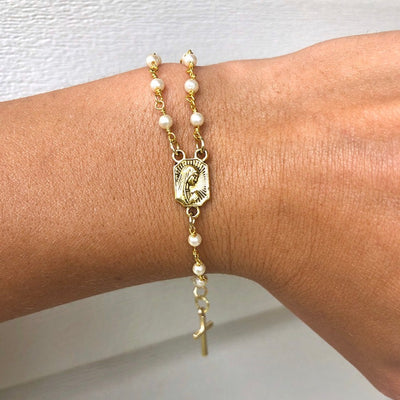 Reversible Pearl Rosary Bracelet Rosaries & Praying Crossroads Collective