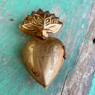 Sacred Heart Locket Box - Small Gold