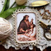 Cross of Illness Fabric Holy Card, Detente Prayer Cards Crossroads Collective