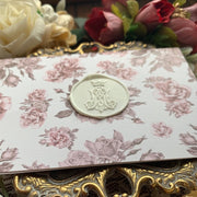 Dusty Rose French Floral Marian Wax Seal 4 baronial folding card Stationery Crossroads Collective