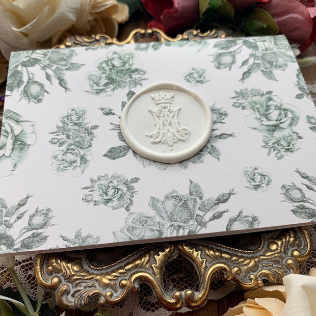 Eucalyptus French Floral Marian Wax Seal 4 baronial folding card Stationery Crossroads Collective