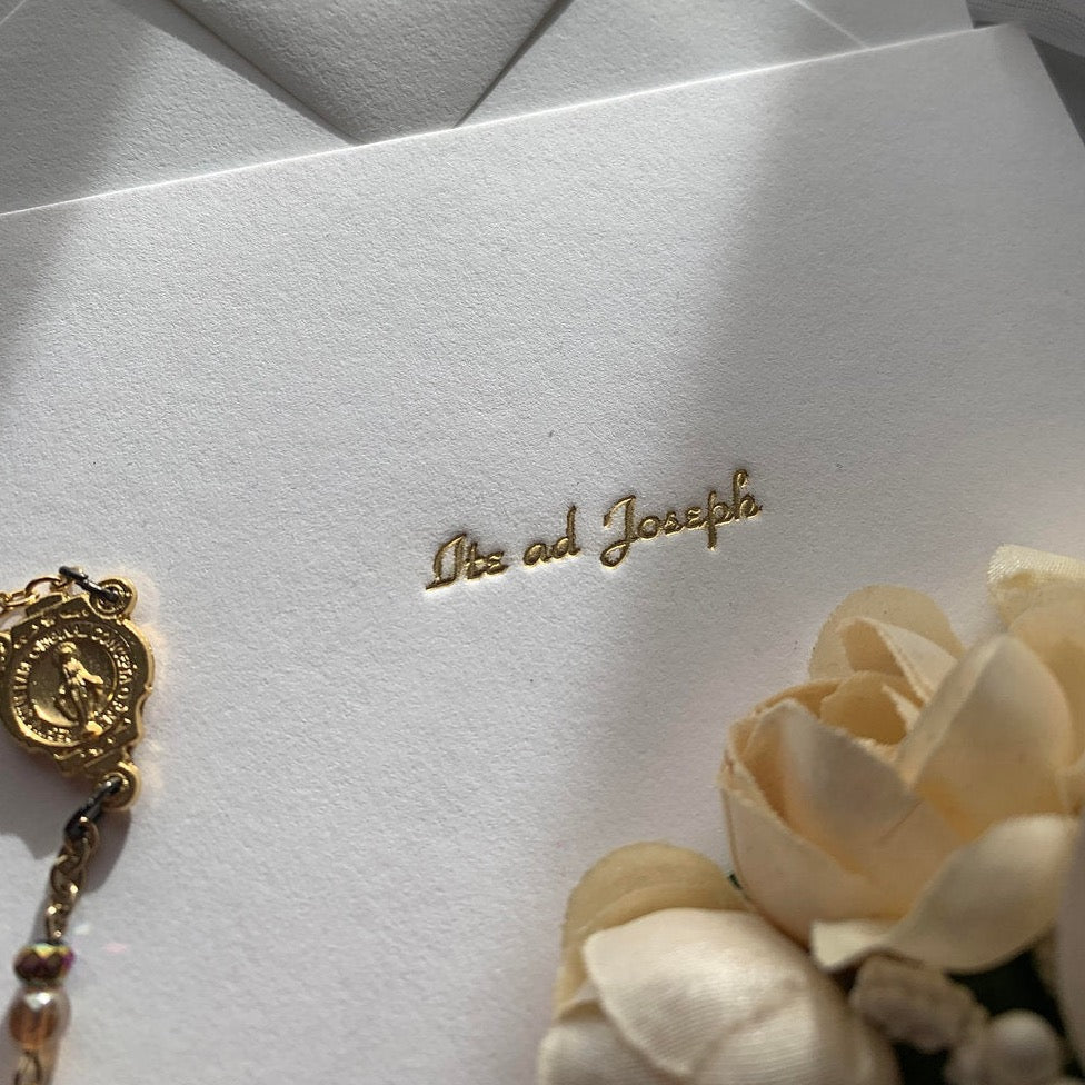 Ite ad Joseph Gold Foil Letterpress flat card 4 bar Stationery Crossroads Collective