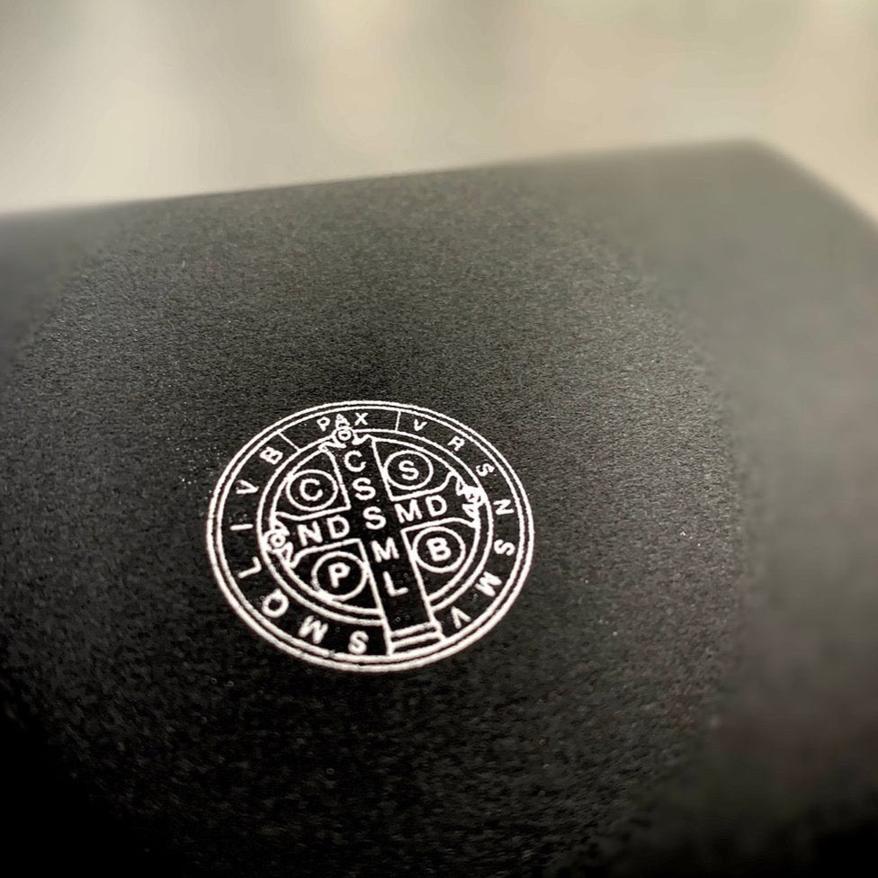 Saint Benedict Silver Foil Letterpress cards 4 pack box set Stationery Crossroads Collective