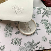 Eucalyptus French Floral Marian Wax Seal 4 baronial folding card Stationery Crossroads Collective