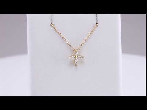 14K Yellow 1/6 CTW Diamond Marquise Cross 18" Necklace