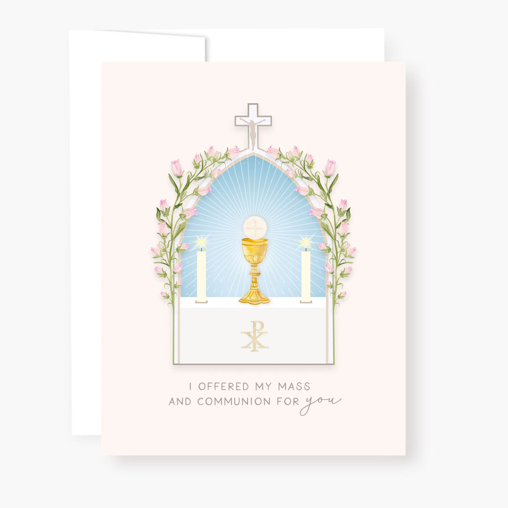 "I Prayed for you at Mass" Card | Beige Cards Crossroads Collective