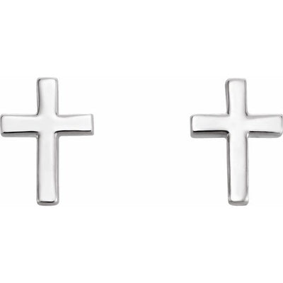 Sterling Silver 7.5 mm Cross Earrings Crossroads Collective