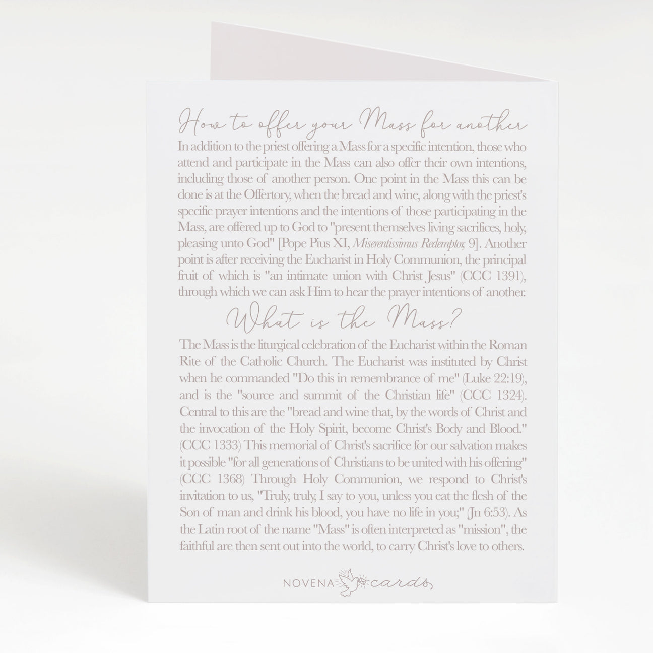 "I Prayed for you at Mass" Card | White Cards Crossroads Collective