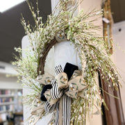 Bee Ribbon White Spring Wreath