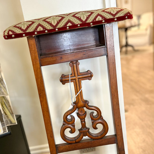 Antique Maroon and Green Cross Prie-Dieu