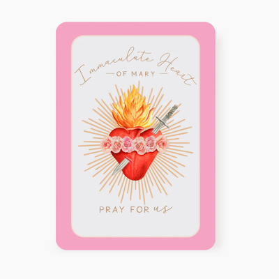 Immaculate Heart of Mary Prayer Card | Bright Pink Cards Crossroads Collective