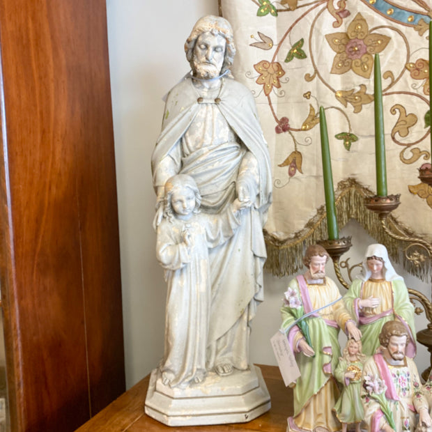 Antique Joseph and Child Jesus Statue
