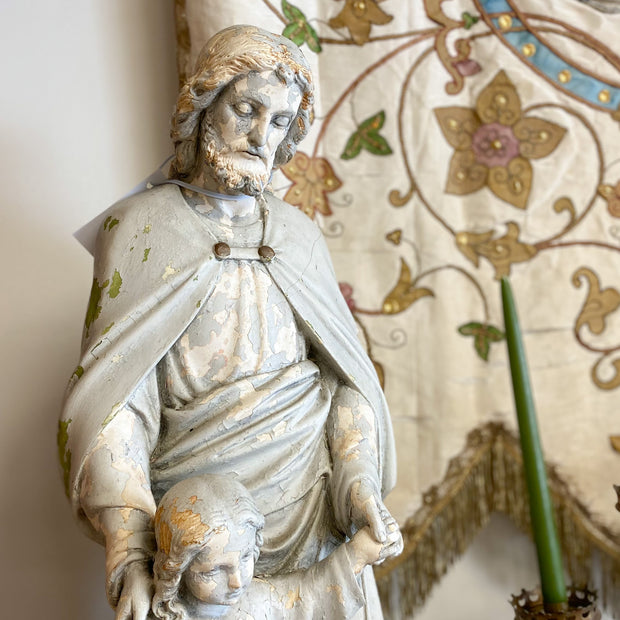 Antique Joseph and Child Jesus Statue
