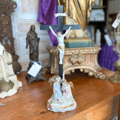 Antique Angel Font with Crucifix