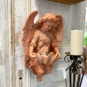 Antique Terracotta Holy Water Font with Angel