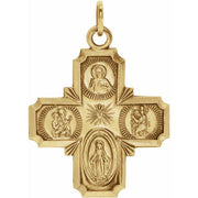 14k Yellow 8x8 mm Four-Way Cross Medal Crossroads Collective