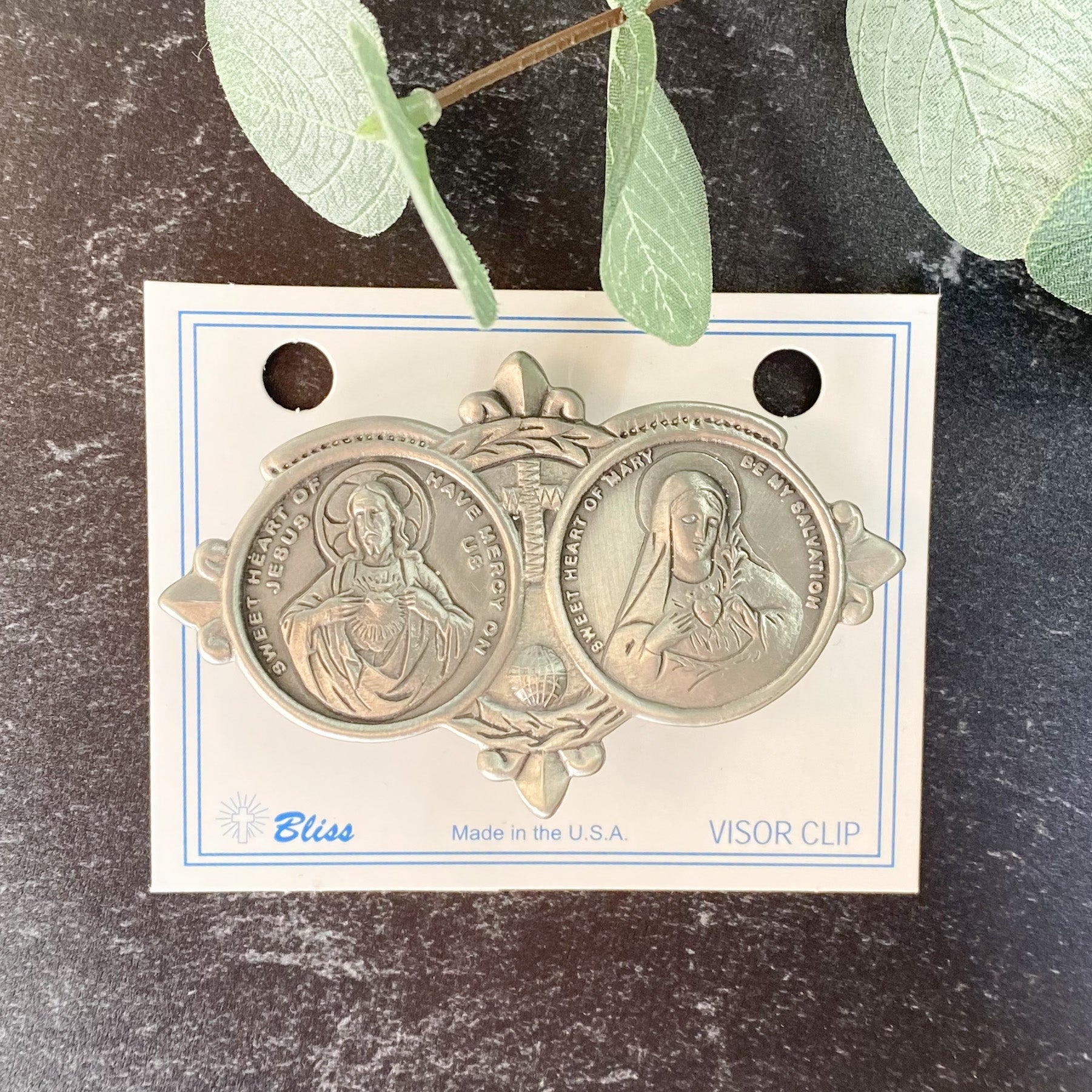 Silver Finish Jesus / Mary Visor Clip No Type Crossroads Collective