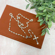 White Imitation Oval Pearl Bead Communion Rosary Boxed Crossroads Collective