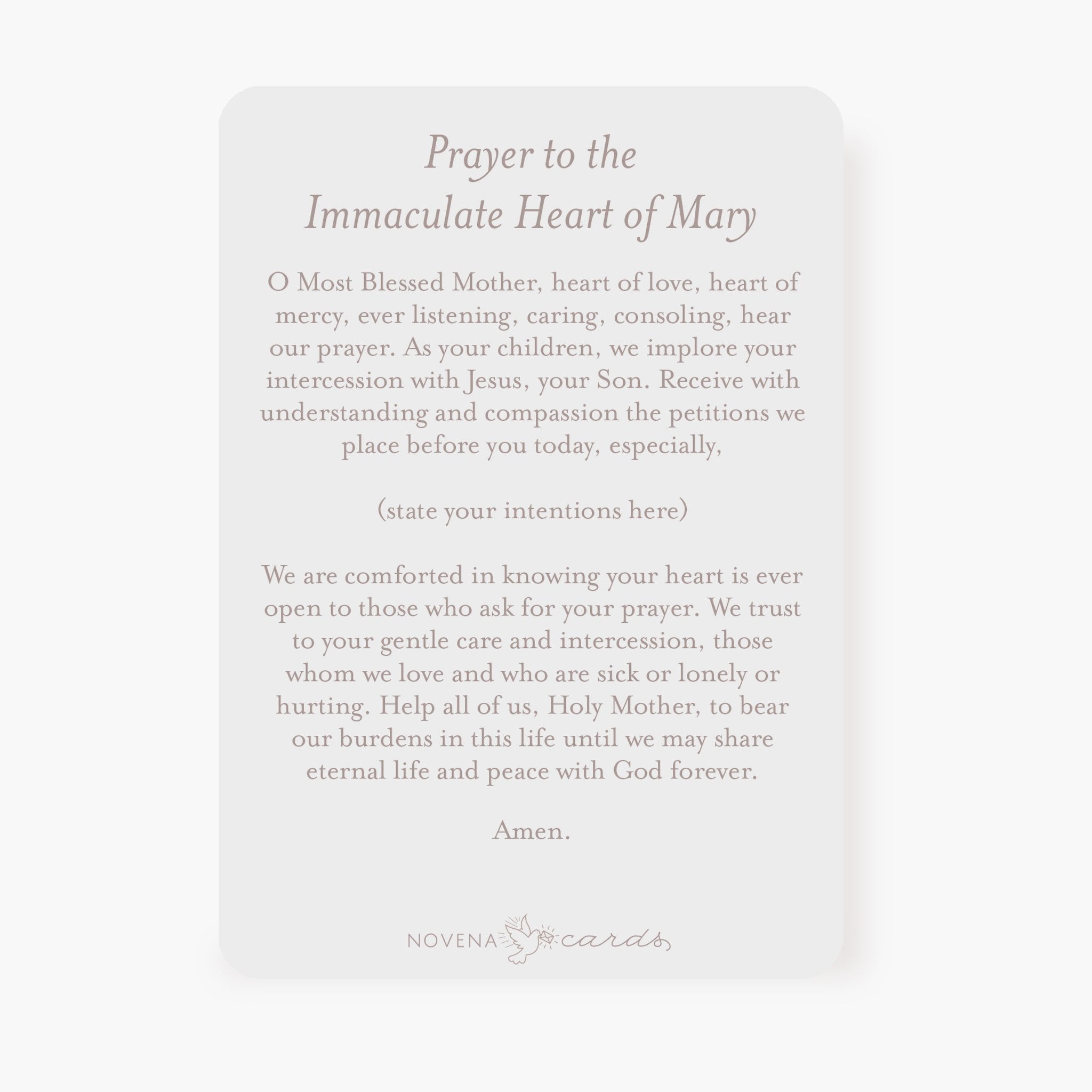 Immaculate Heart of Mary Prayer Card | Blue Cards Crossroads Collective