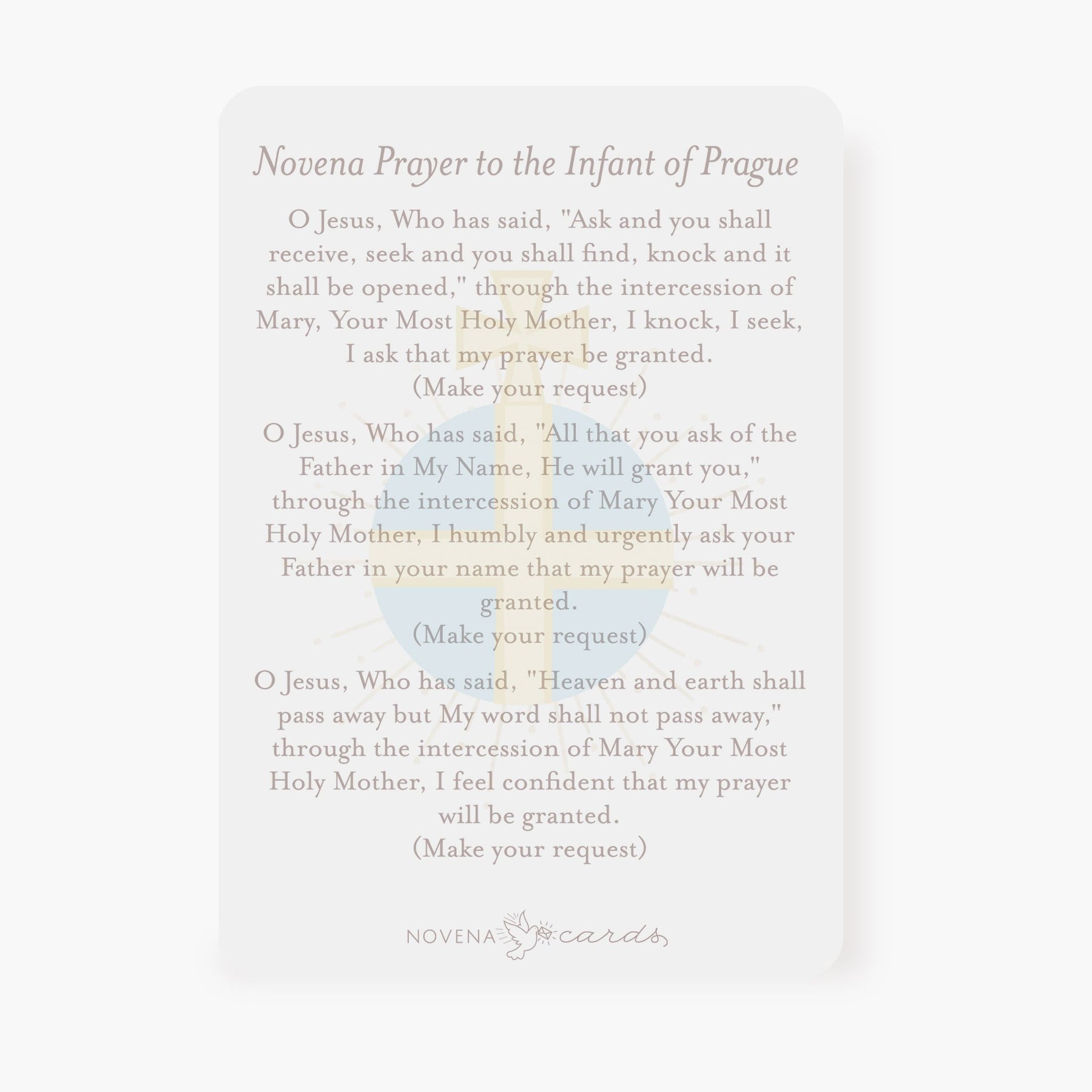 Infant of Prague Novena Prayer Card Blue Crossroads Collective