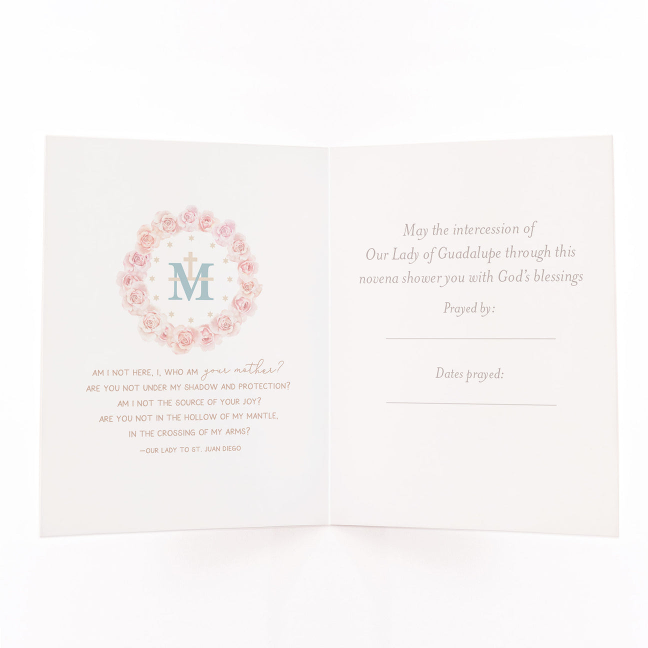 Our Lady of Guadalupe Novena Card | Light Peach Cards Crossroads Collective