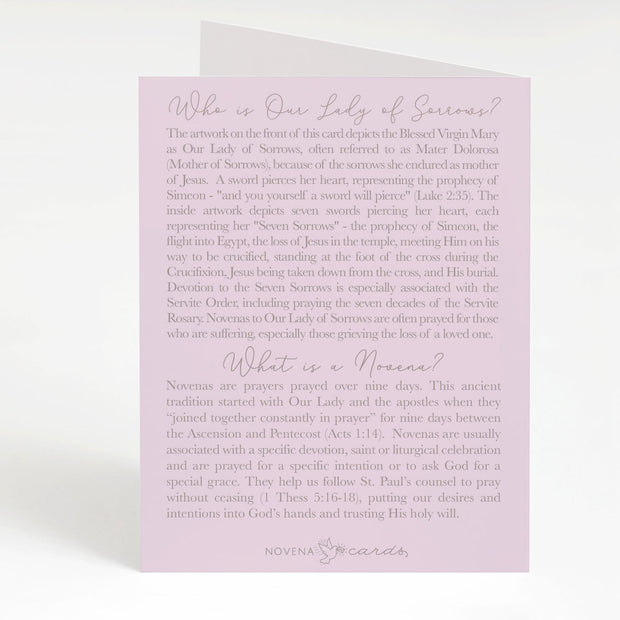 Our Lady of Sorrows Novena Card | Light Purple Cards Crossroads Collective