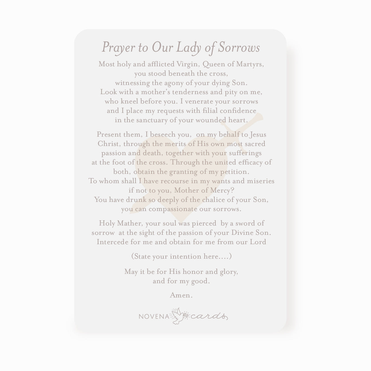Our Lady of Sorrows Prayer Card | Pray For Us | Mint Green Cards Crossroads Collective