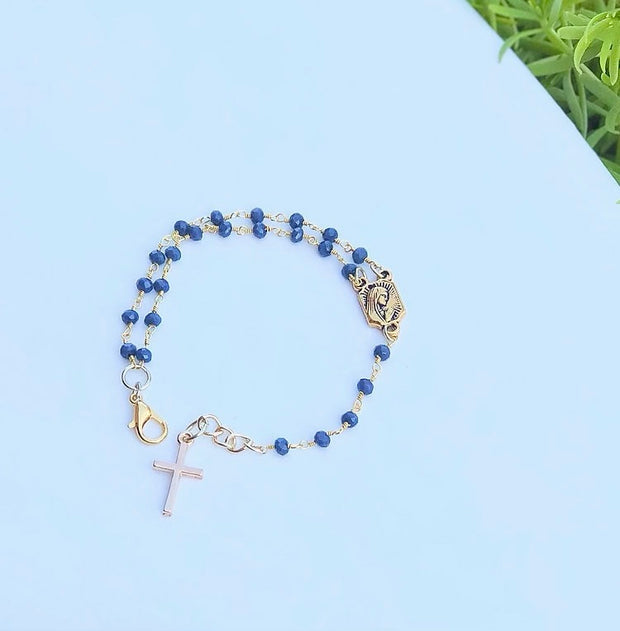 Adult Navy/Gold Rosary Bracelet Rosaries & Praying Crossroads Collective
