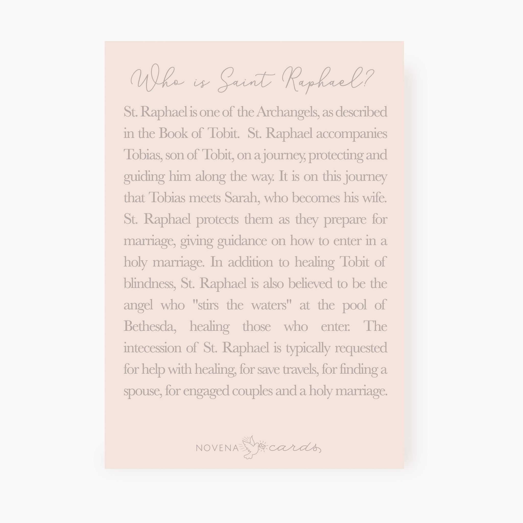 St. Raphael Prayer Card | Wise Choice of a Marriage Partner | Beige Cards Crossroads Collective