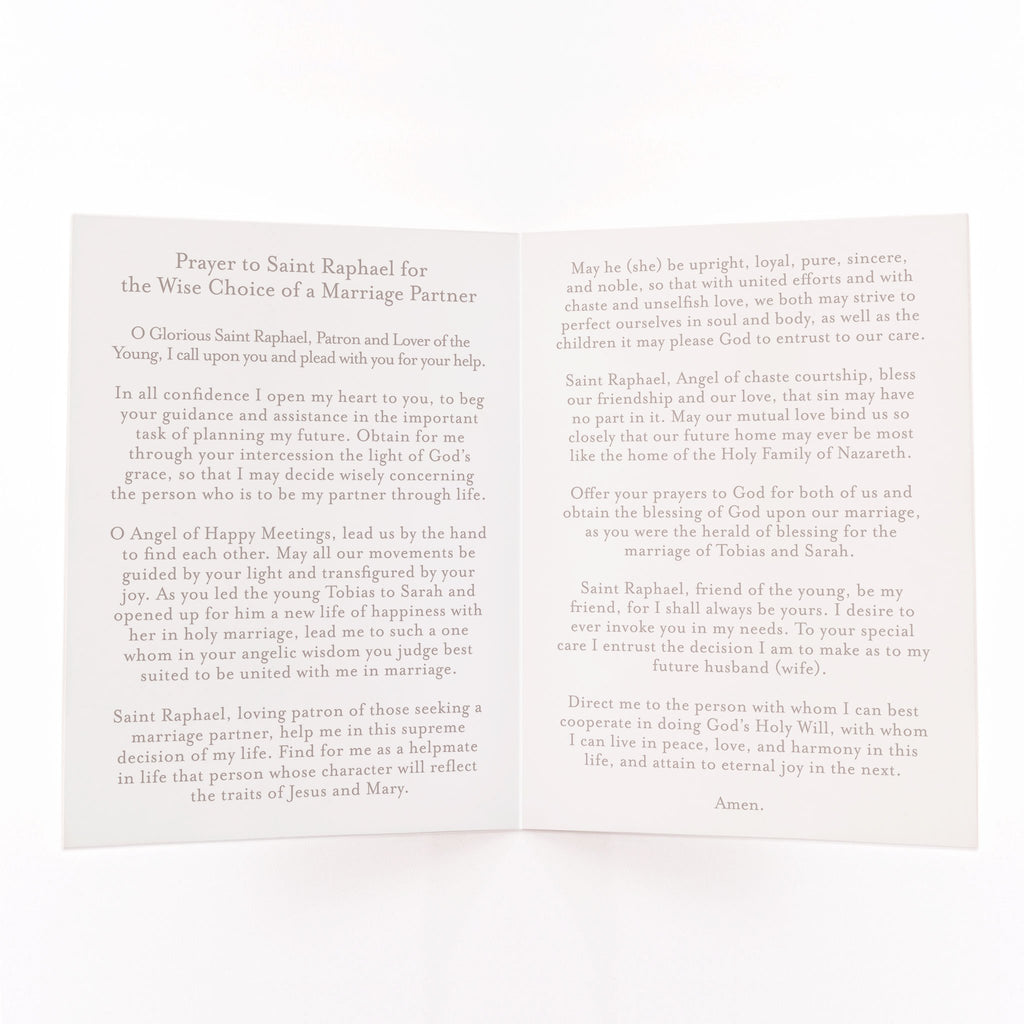 St. Raphael Prayer Card | Wise Choice of a Marriage Partner | Beige Cards Crossroads Collective