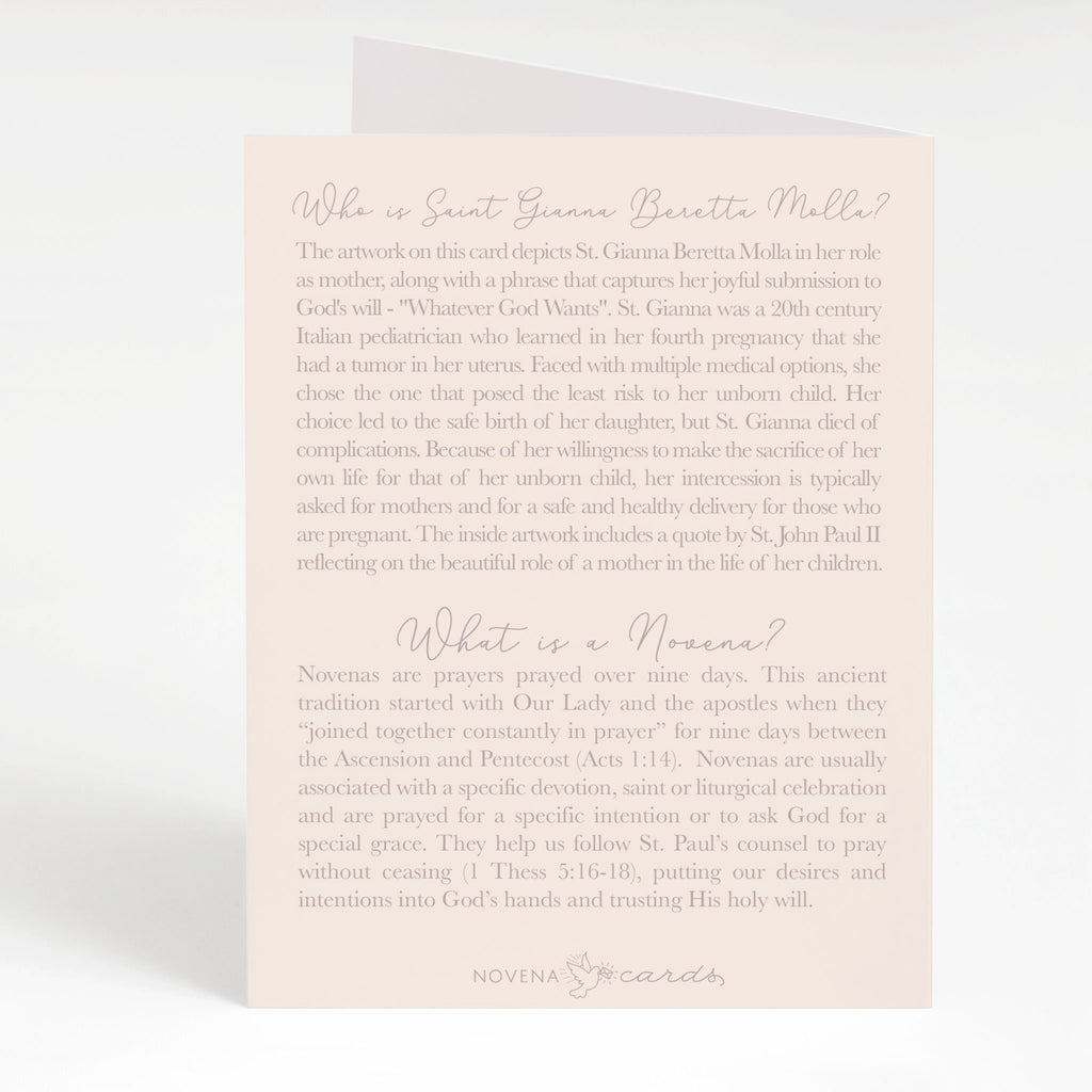 St. Gianna Beretta Molla Novena Card | Beige Cards Crossroads Collective